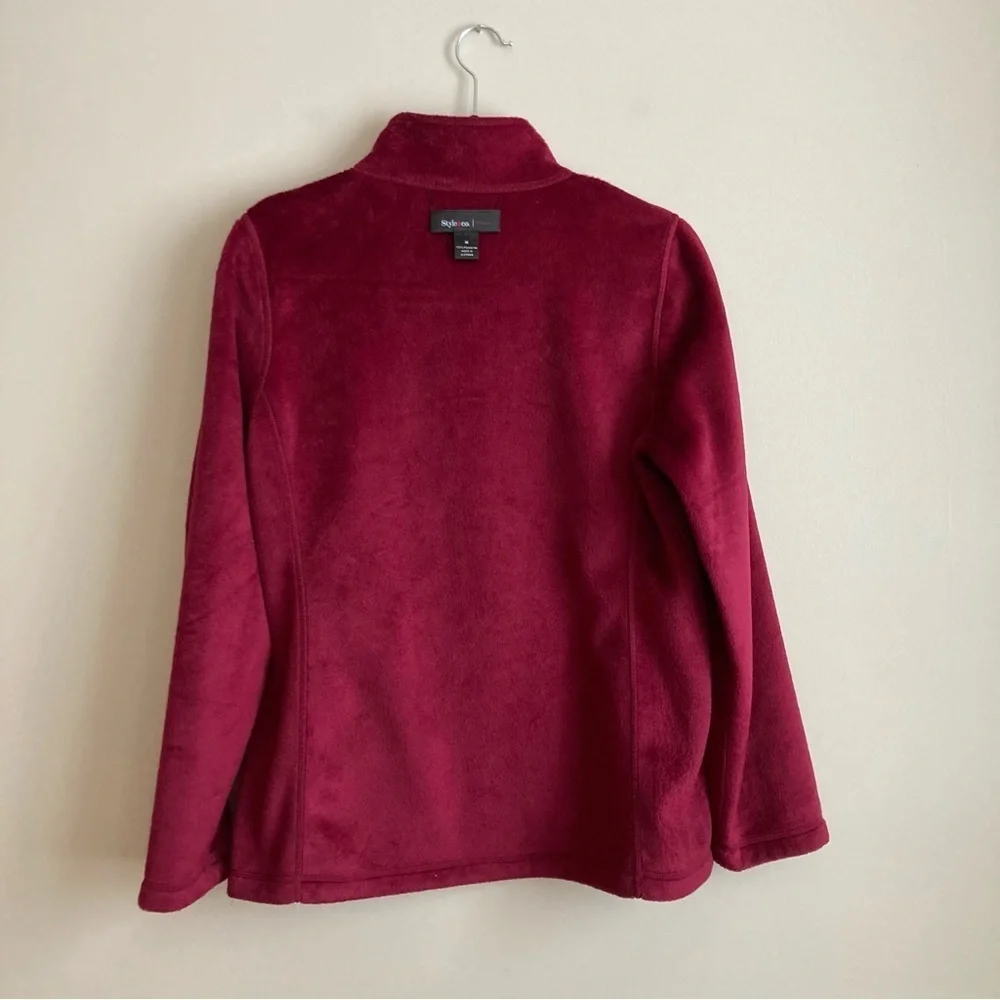 Style & Co. Magenta Reversible Fleece and Plush Full Zip Sweatshirt M - Picture 4 of 9
